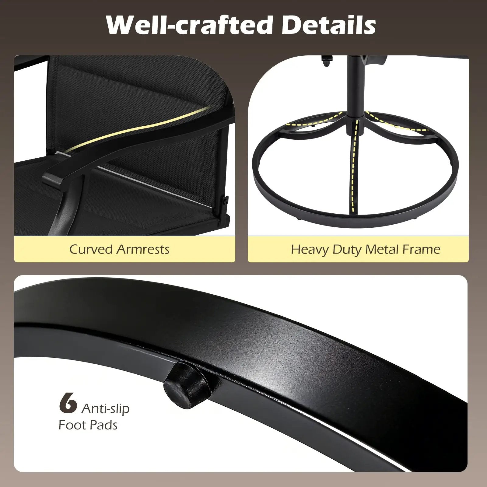 5 Pieces Outdoor Dining Set with 4 Swivel Chairs and 36 Inch Square Patio Table by DirectDeals