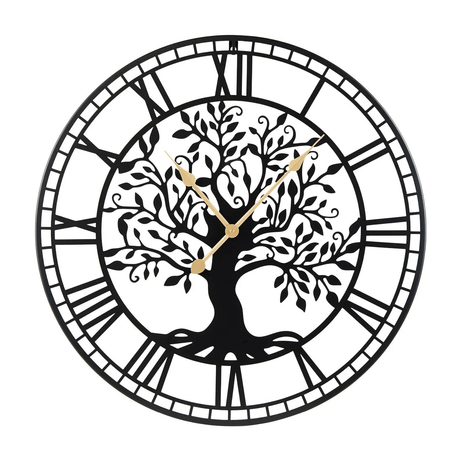 Large Wall Clock 27 Inch Tree of Life Big Metal Wall Clock-Black by DirectDeals