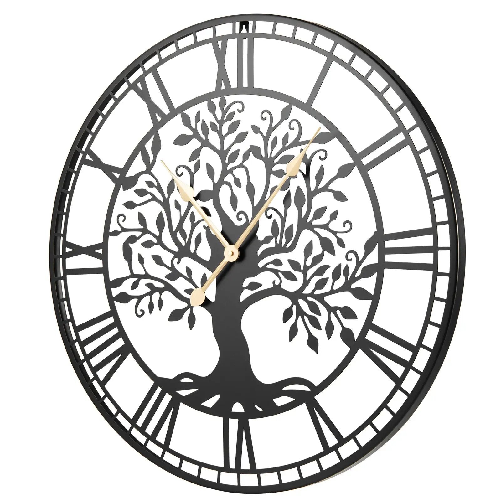 Large Wall Clock 27 Inch Tree of Life Big Metal Wall Clock-Black by DirectDeals