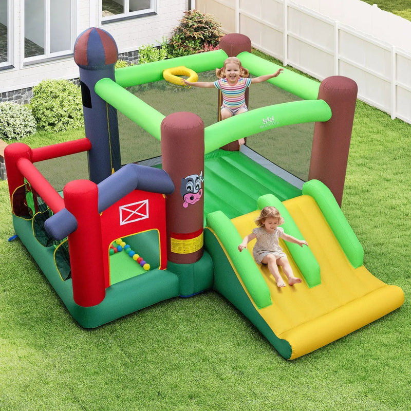 Kids Castle Slide Bouncer with 750W Blower and Dual Slides by DirectDeals