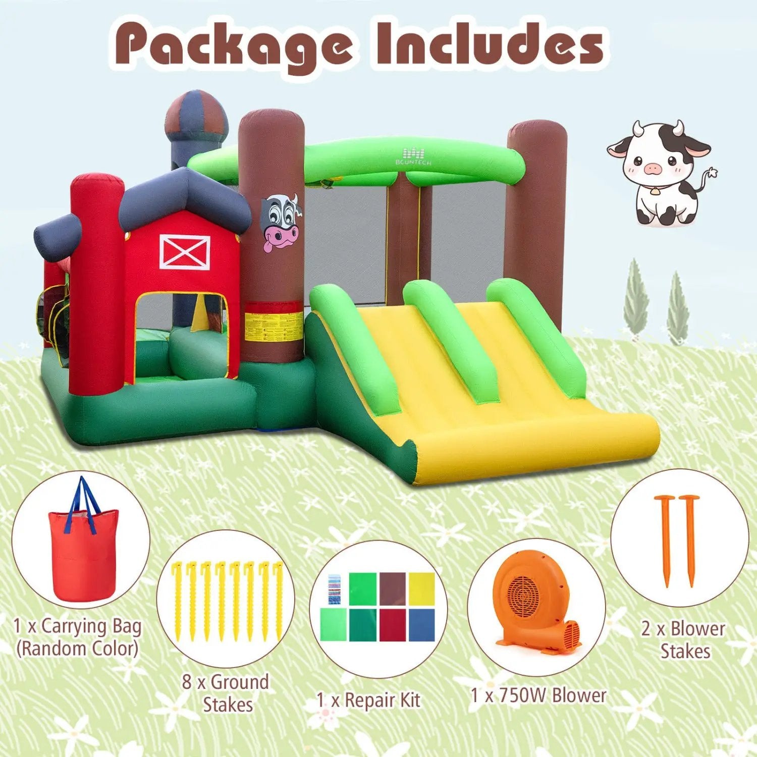 Kids Castle Slide Bouncer with 750W Blower and Dual Slides by DirectDeals