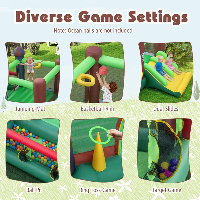 Kids Castle Slide Bouncer with 750W Blower and Dual Slides by DirectDeals