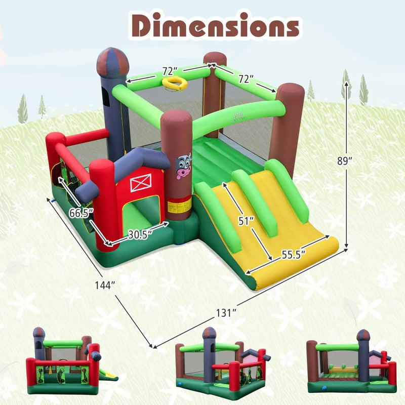 Kids Castle Slide Bouncer with 750W Blower and Dual Slides by DirectDeals