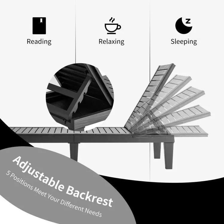 3-Piece Outdoor Adjustable Chaise Lounge Set with 2 Recliners and 1 Side Table for Garden Backyard by DirectDeals