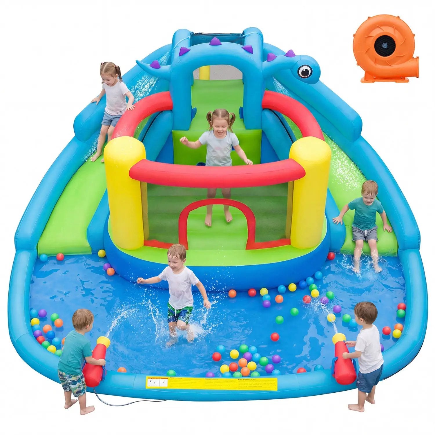 Dinosaur-themed Kids Inflatable Bounce House Inflatable Water Slide Park by DirectDeals