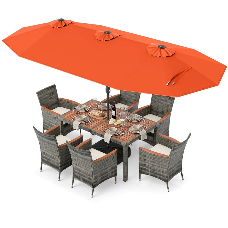 8-Piece Patio Dining Set with Double-Sided Market Umbrella by DirectDeals