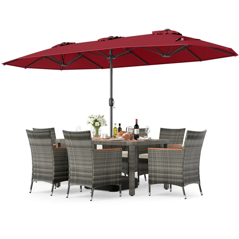 8-Piece Patio Dining Set with Double-Sided Market Umbrella by DirectDeals