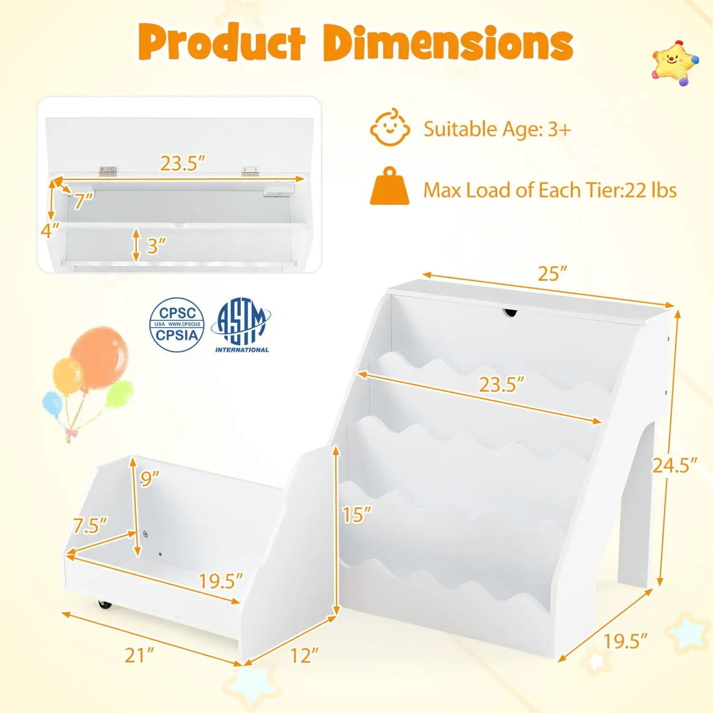 2-In-1 Kids Bookshelf & Toy Storage Organizer by DirectDeals
