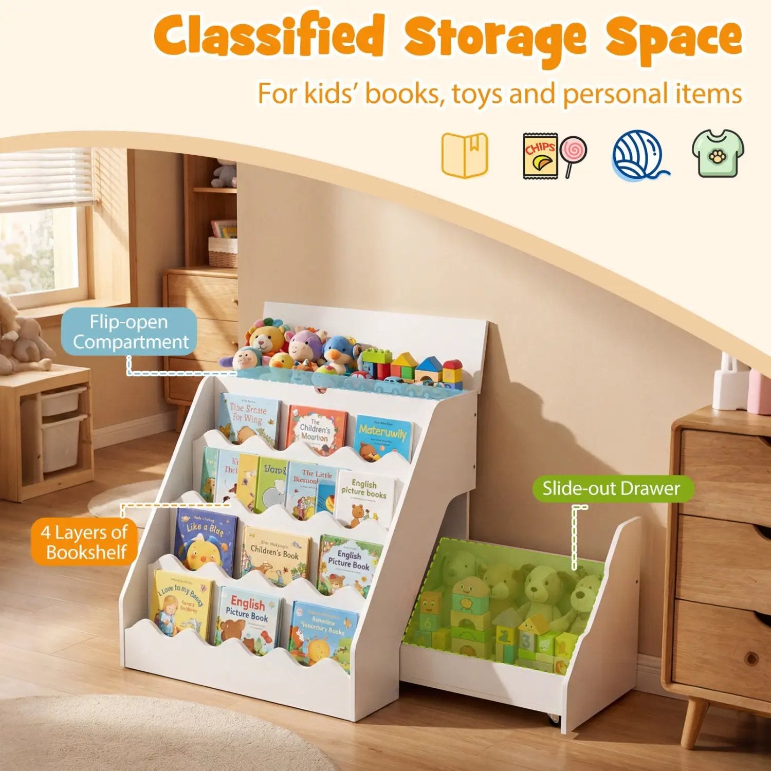 2-In-1 Kids Bookshelf & Toy Storage Organizer by DirectDeals