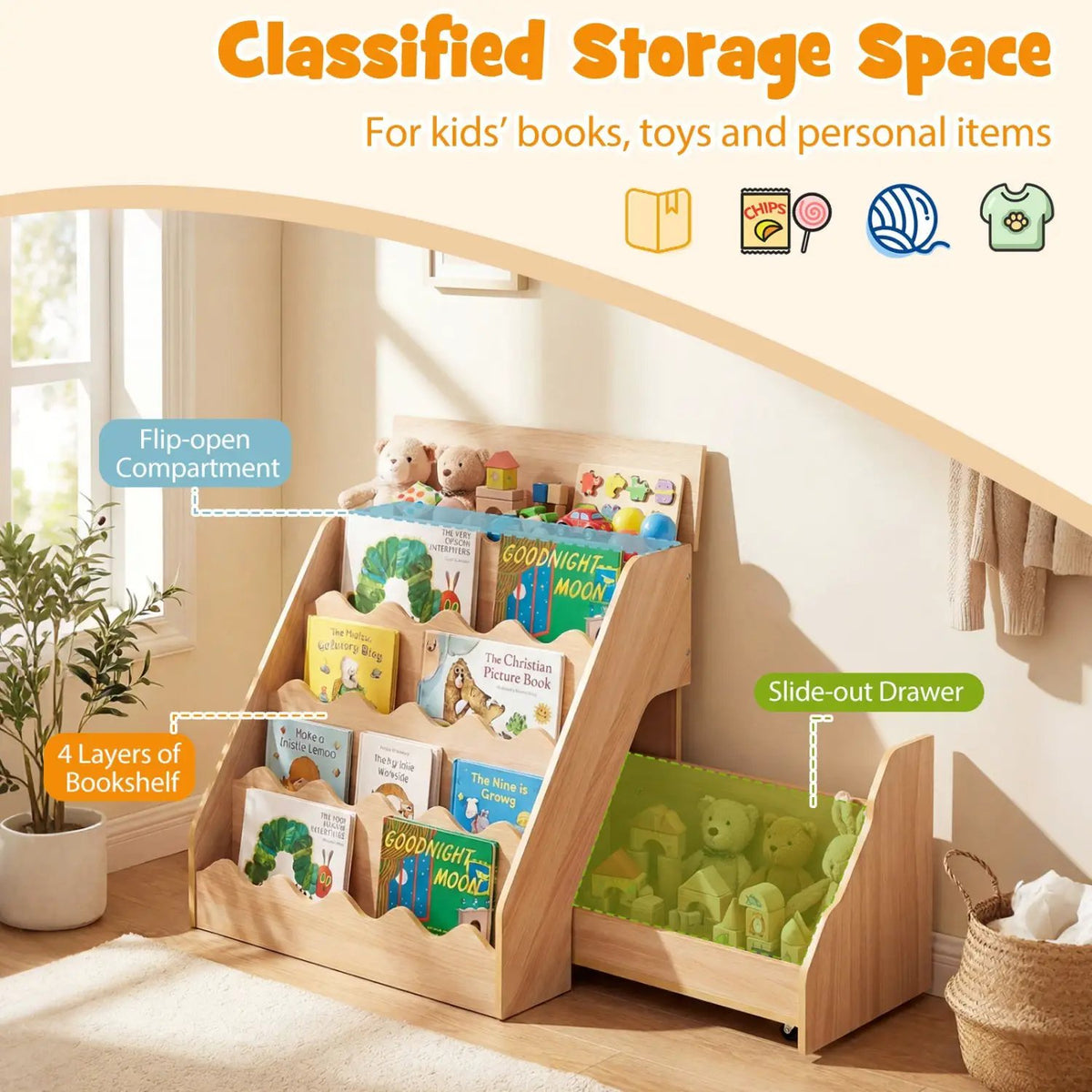 2-In-1 Kids Bookshelf & Toy Storage Organizer by DirectDeals