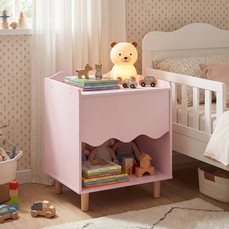 Toddler Scalloped Side Table with Wide Top & Open Compartment by DirectDeals