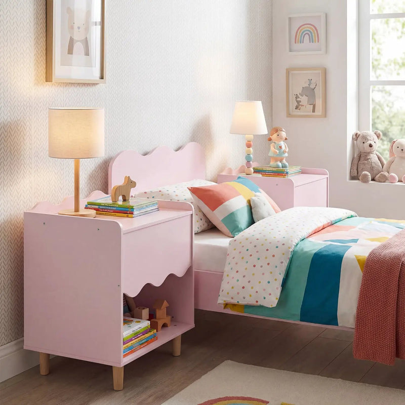 Toddler Scalloped Side Table with Wide Top & Open Compartment by DirectDeals