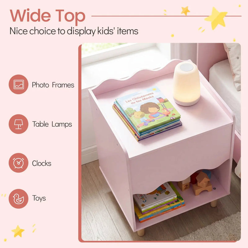 Toddler Scalloped Side Table with Wide Top & Open Compartment by DirectDeals