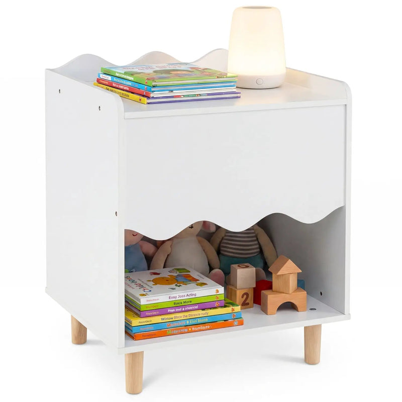 Toddler Scalloped Side Table with Wide Top & Open Compartment by DirectDeals