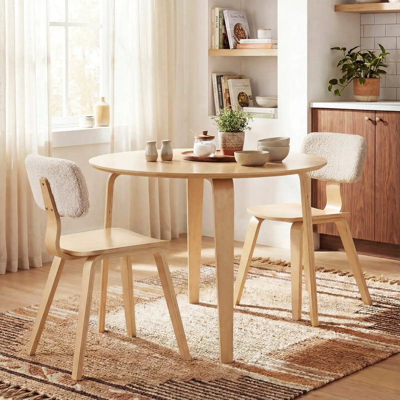 3 Piece Dining Table Set with 2 Padded Dining Chairs and Rubber Wood Table by DirectDeals