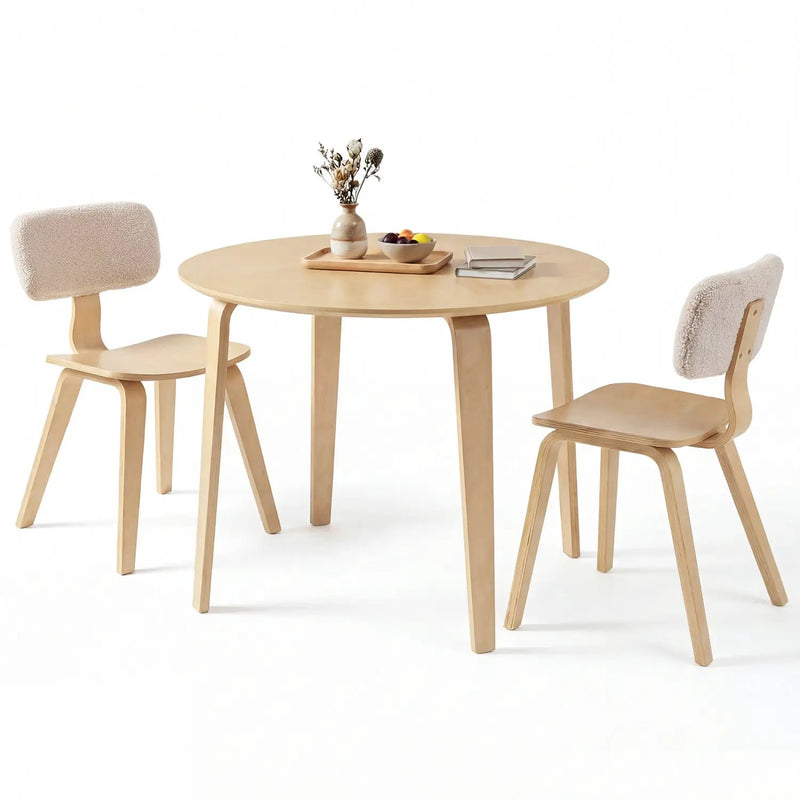 3 Piece Dining Table Set with 2 Padded Dining Chairs and Rubber Wood Table by DirectDeals