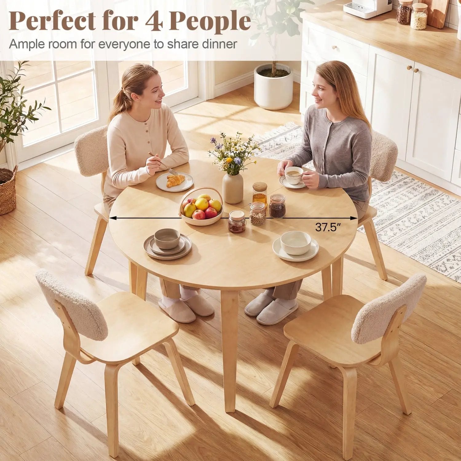 3 Piece Dining Table Set with 2 Padded Dining Chairs and Rubber Wood Table by DirectDeals