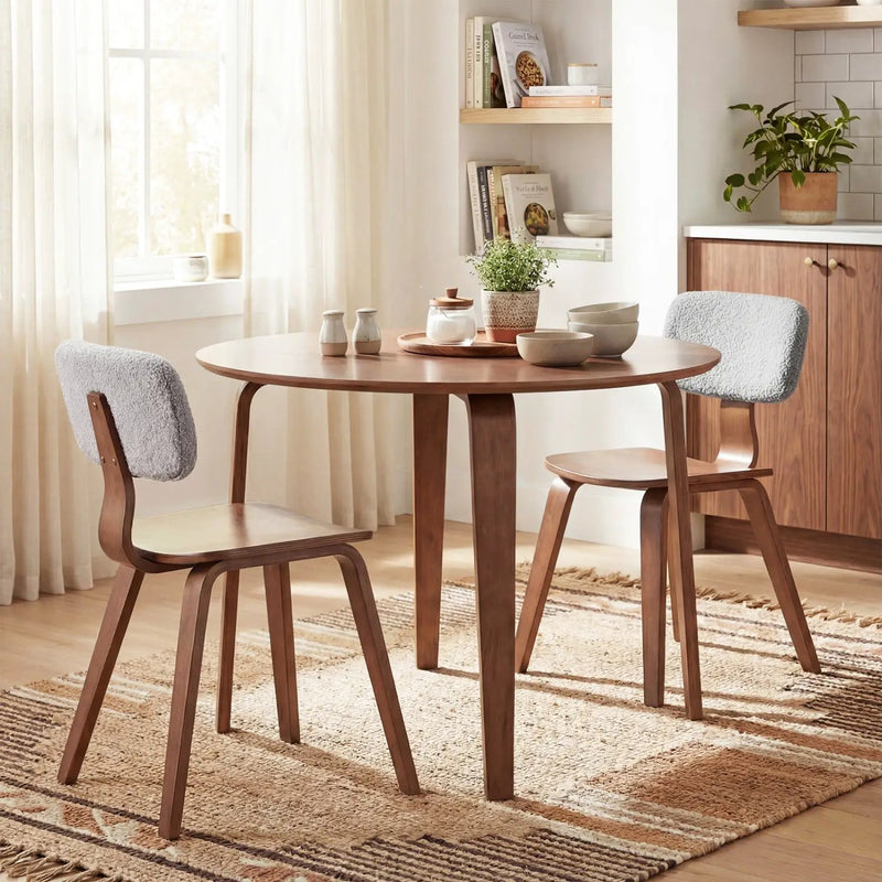 3 Piece Dining Table Set with 2 Padded Dining Chairs and Rubber Wood Table by DirectDeals