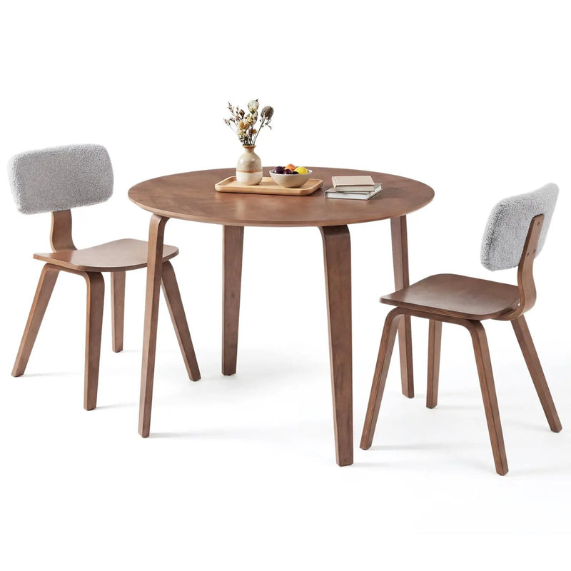 3 Piece Dining Table Set with 2 Padded Dining Chairs and Rubber Wood Table by DirectDeals