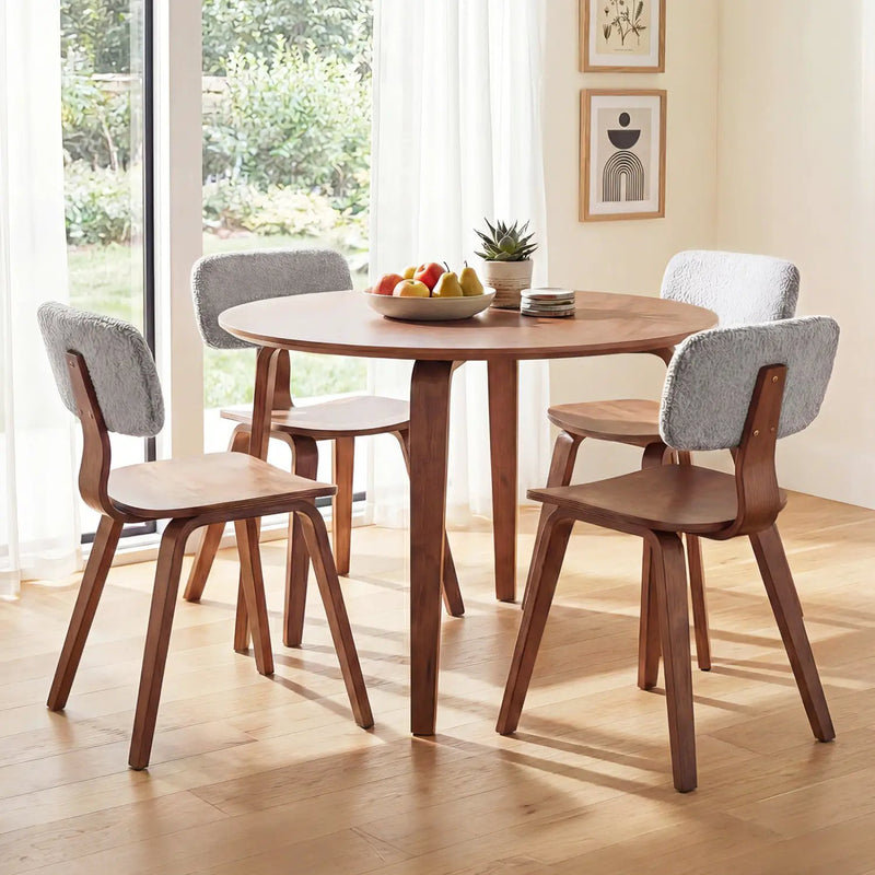 5 Piece Dining Table Set with 4 Padded Dining Chairs and Rubber Wood Table by DirectDeals
