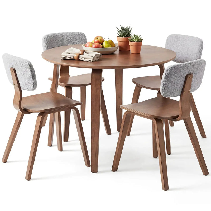 5 Piece Dining Table Set with 4 Padded Dining Chairs and Rubber Wood Table by DirectDeals