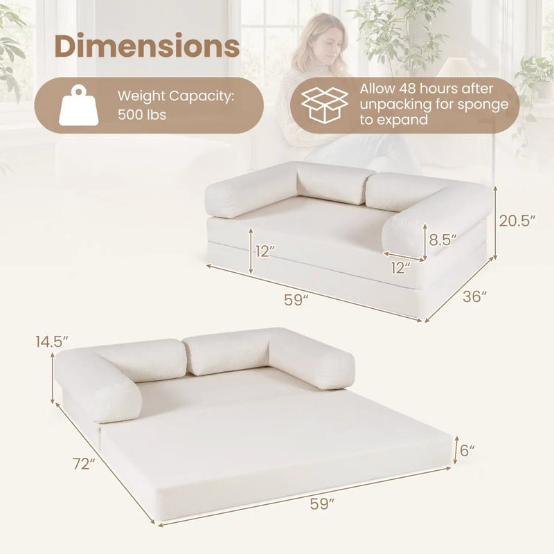4-in-1 Convertible Folding Sofa Bed with Comfy Corduroy Cover by DirectDeals