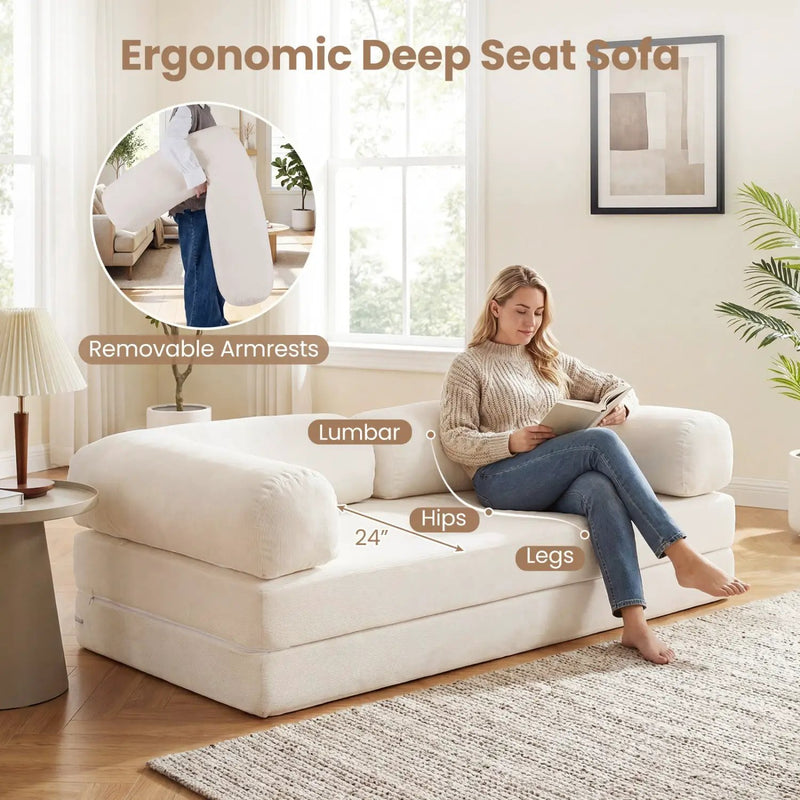 4-in-1 Convertible Folding Sofa Bed with Comfy Corduroy Cover by DirectDeals