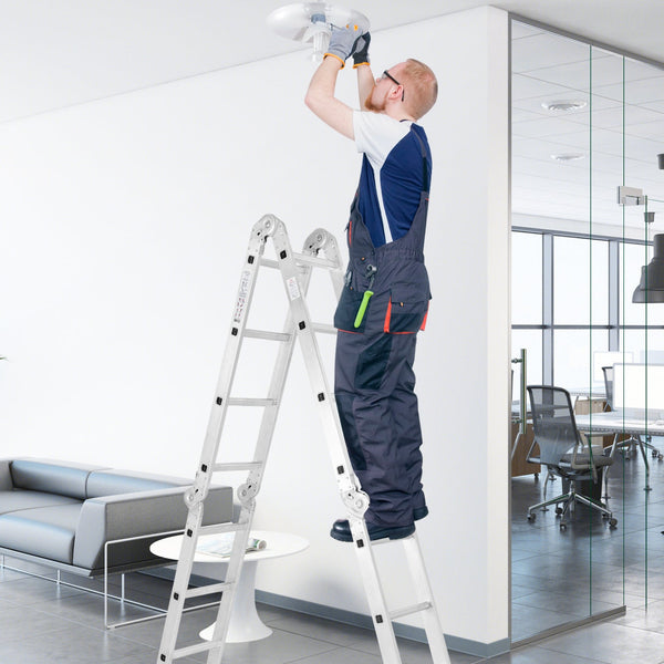 15 Feet Folding Aluminum Ladder with Safe Locking Hinge, photo 2 of 8
