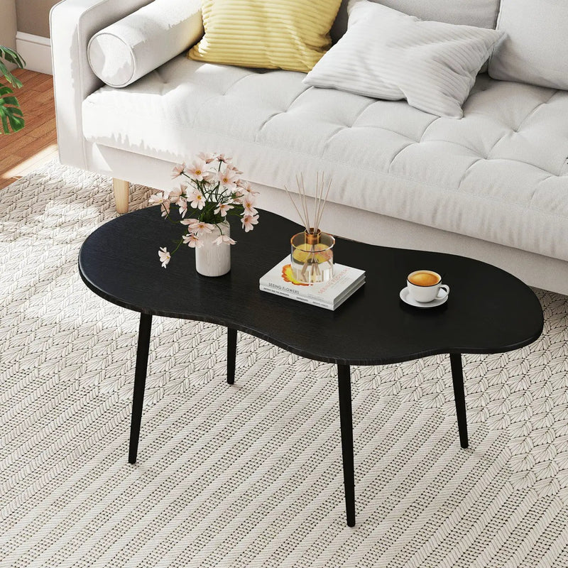 Cloud Shape Coffee Table 39.5 inch Irregular Center Table with Metal Frame by DirectDeals