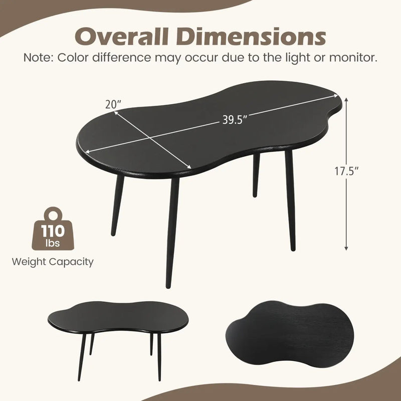 Cloud Shape Coffee Table 39.5 inch Irregular Center Table with Metal Frame by DirectDeals