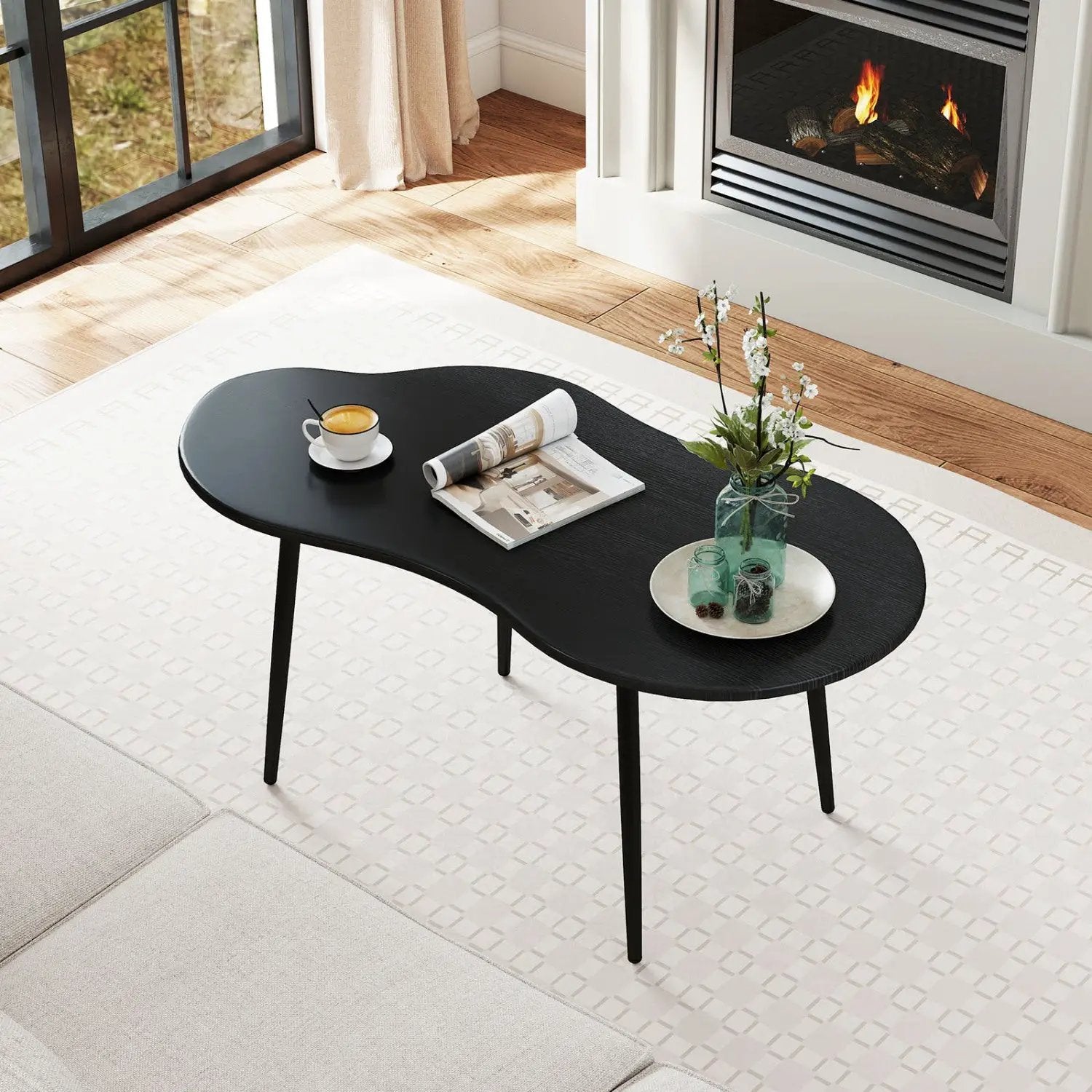 Cloud Shape Coffee Table 39.5 inch Irregular Center Table with Metal Frame by DirectDeals