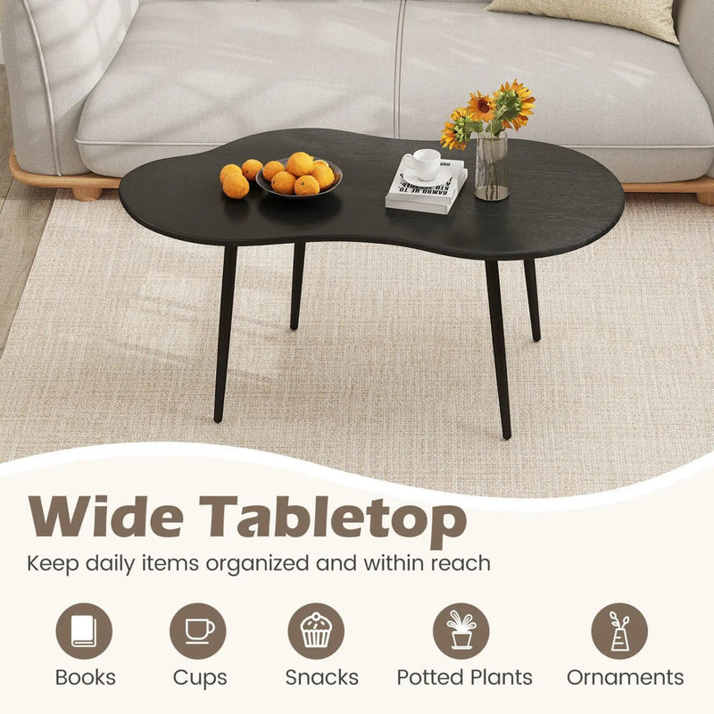 Cloud Shape Coffee Table 39.5 inch Irregular Center Table with Metal Frame by DirectDeals