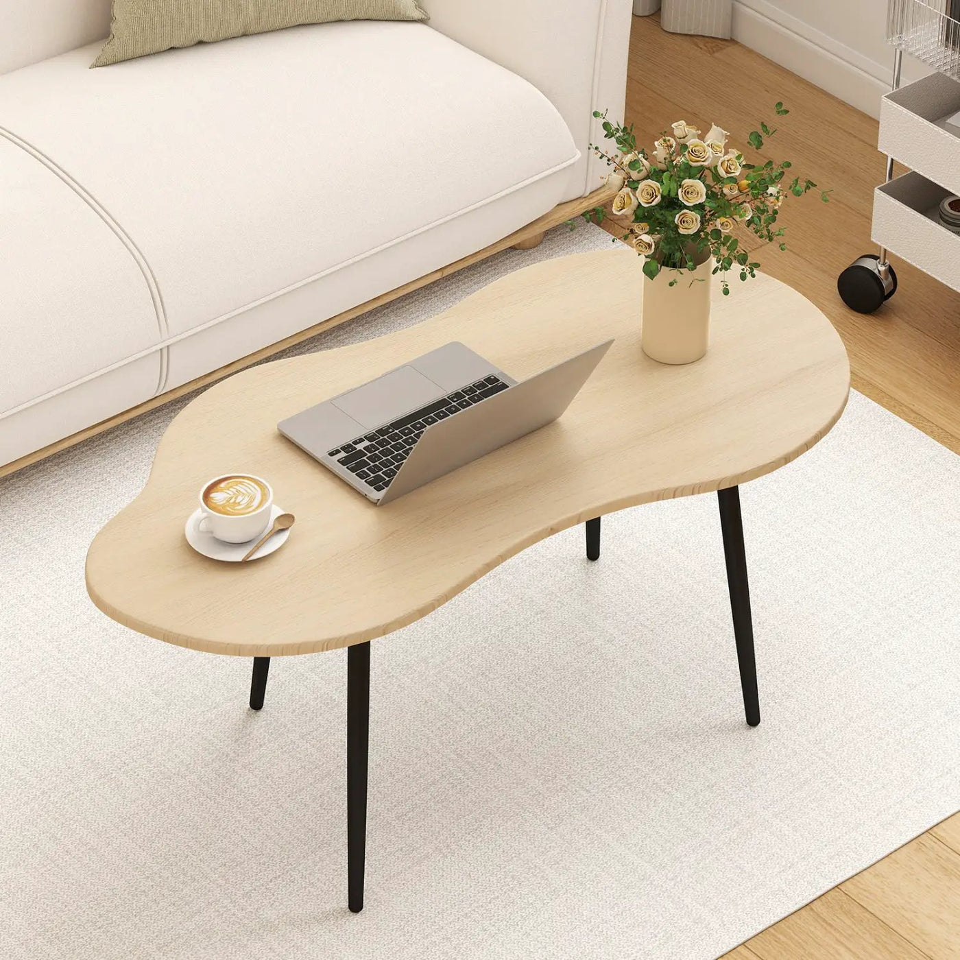 Cloud Shape Coffee Table 39.5 inch Irregular Center Table with Metal Frame by DirectDeals