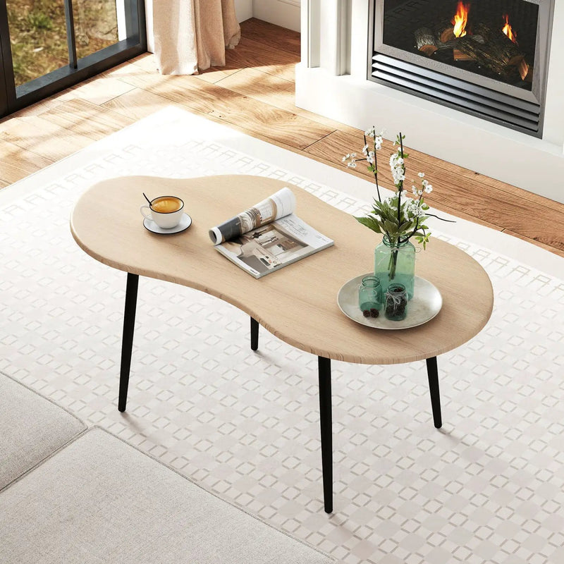 Cloud Shape Coffee Table 39.5 inch Irregular Center Table with Metal Frame by DirectDeals