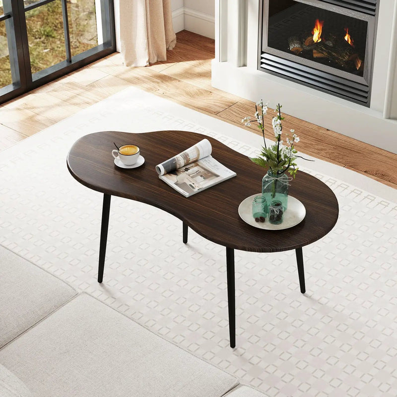 Cloud Shape Coffee Table 39.5 inch Irregular Center Table with Metal Frame by DirectDeals