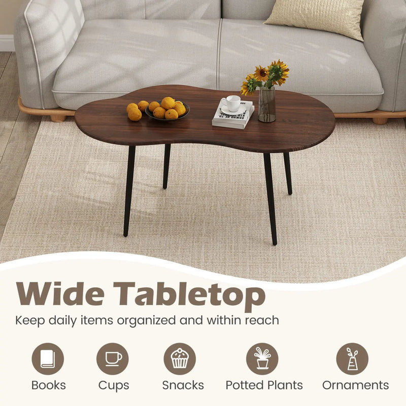 Cloud Shape Coffee Table 39.5 inch Irregular Center Table with Metal Frame by DirectDeals