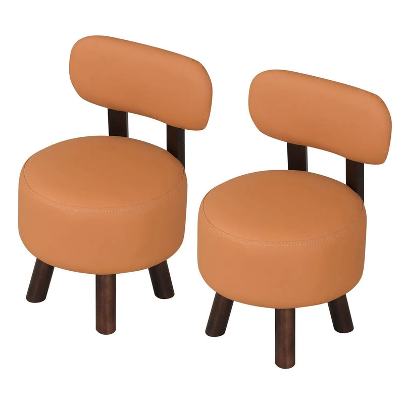 Small Footrest Stools Set of 2 Round Ottoman with Backrest by DirectDeals