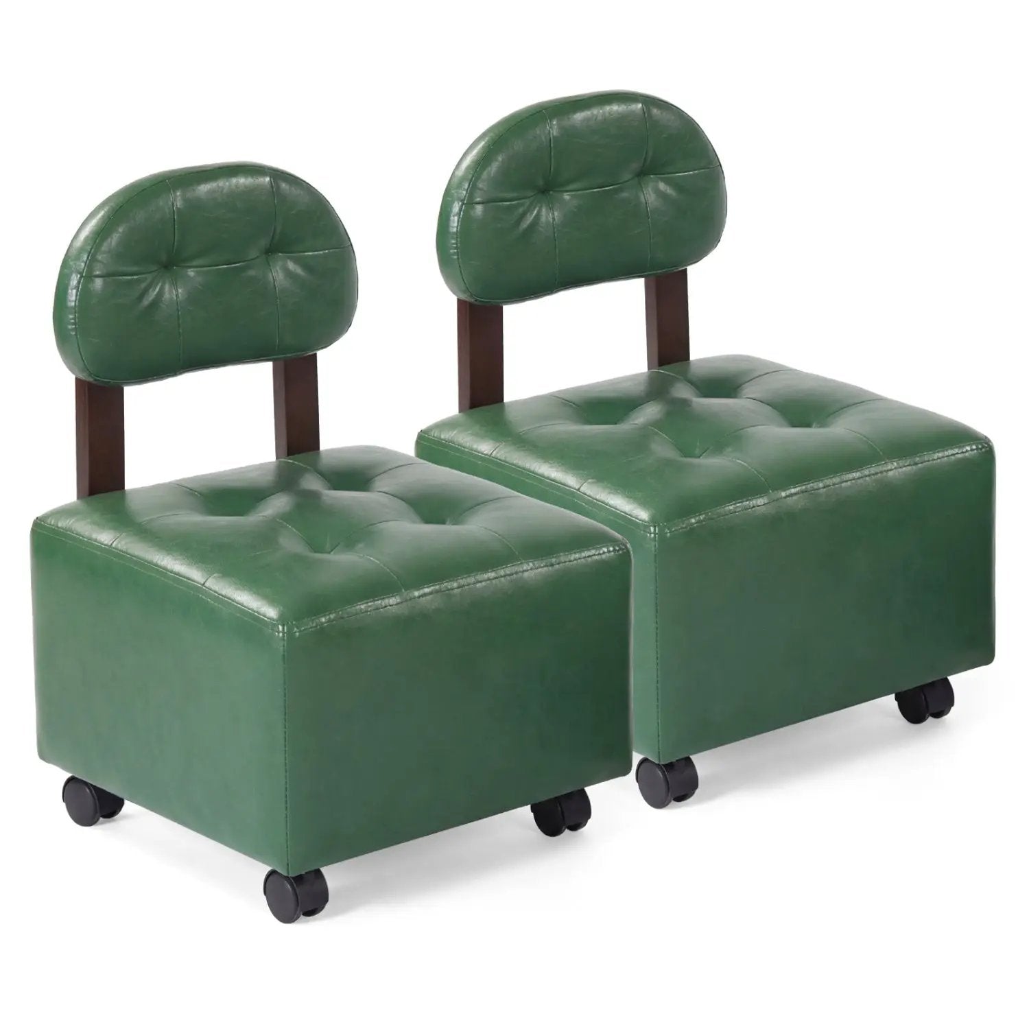 Small Rolling Footrest Stools Set of 2 with Lockable Wheels by DirectDeals