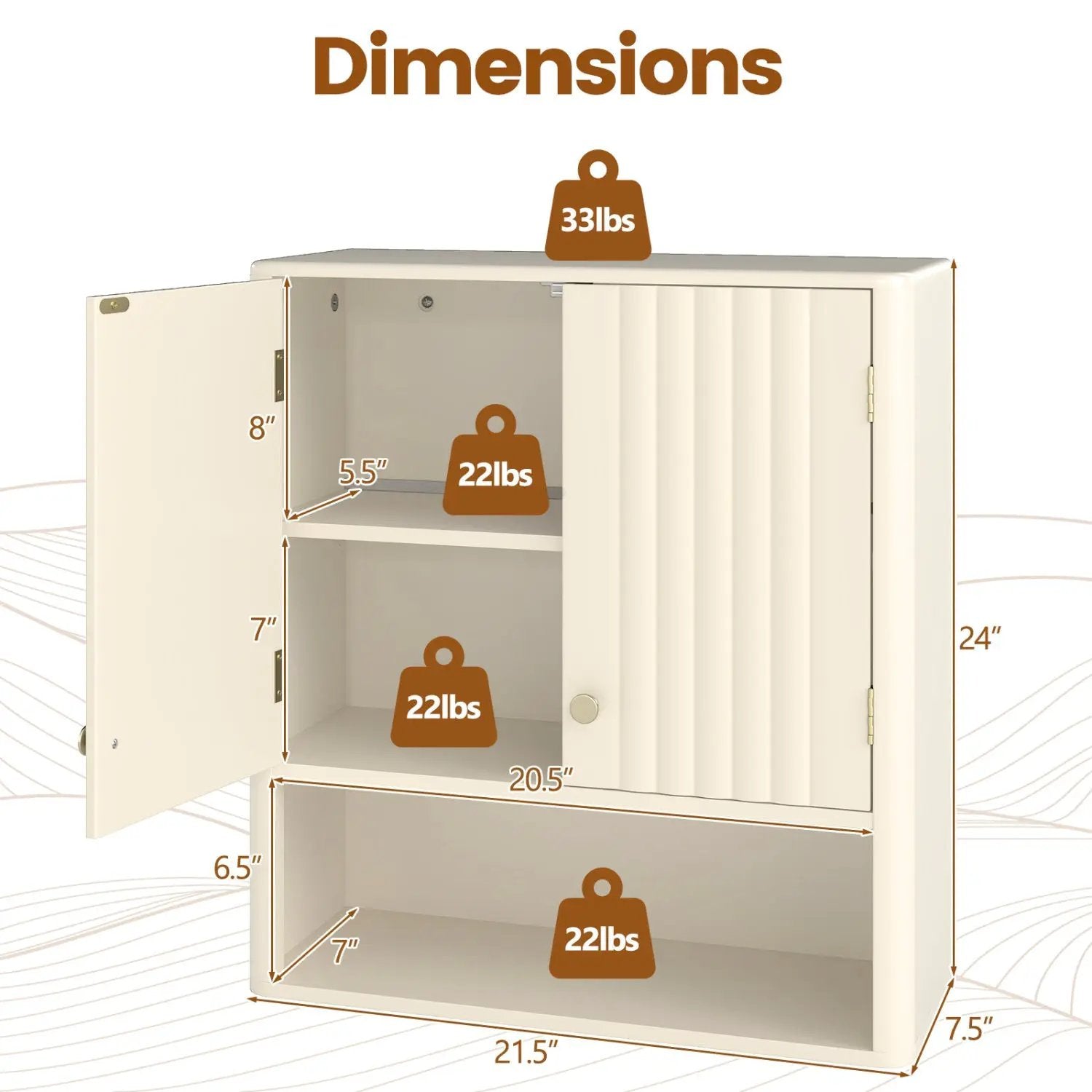 3-Piece Bathroom Cabinet Set with Fluted Doors Over Toilet Corner & Wall Cabinet by DirectDeals
