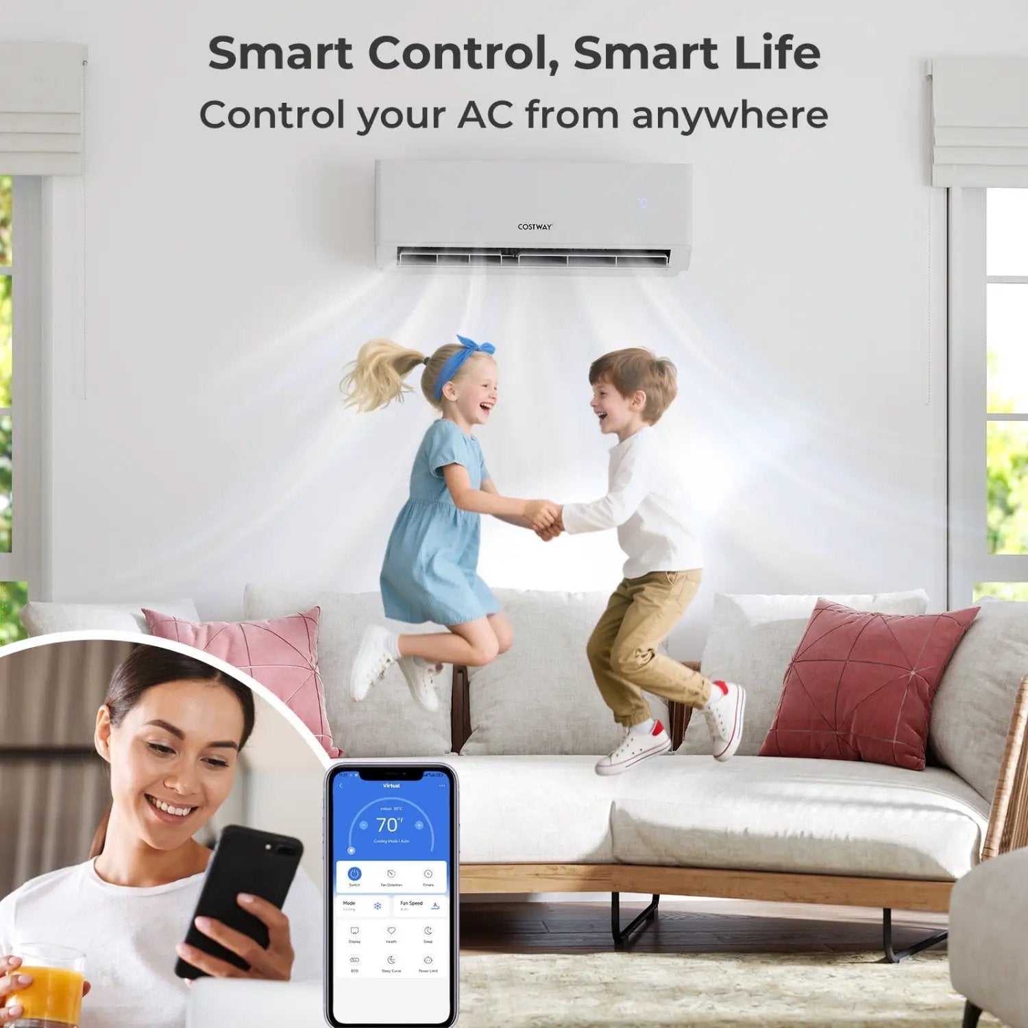 UltrEco Series 24000 BTU 2 Zone 23 SEER2 Mini Split Air Conditioner Wifi Enabled with Heat Pump by DirectDeals