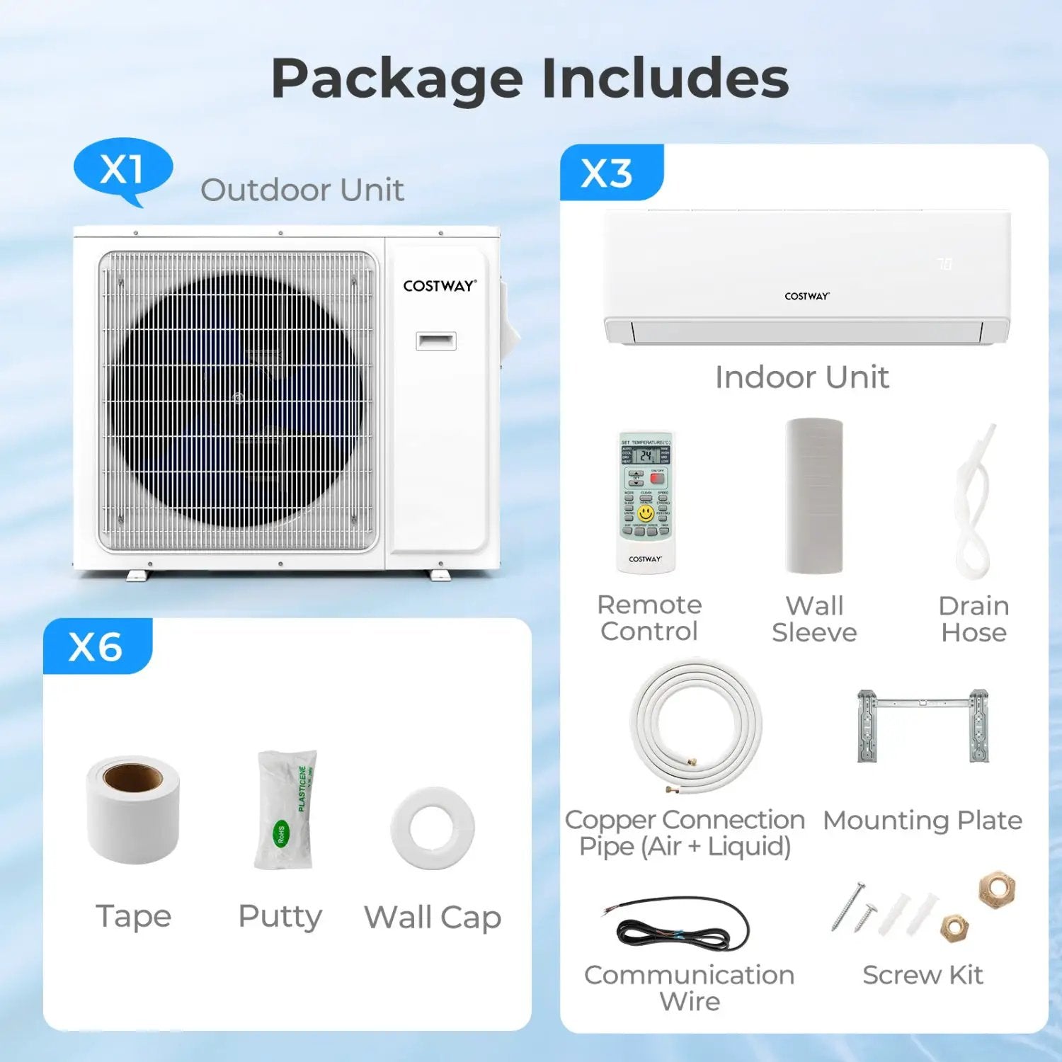 UltrEco Series 24000 BTU 3 Zone 23 SEER2 Mini Split Air Conditioner Wifi Enabled with Heat Pump by DirectDeals