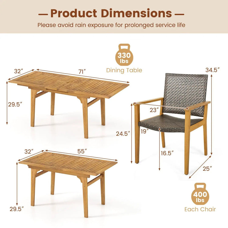 9-Piece Expandable Patio Dining Set for Deck and Garden by DirectDeals