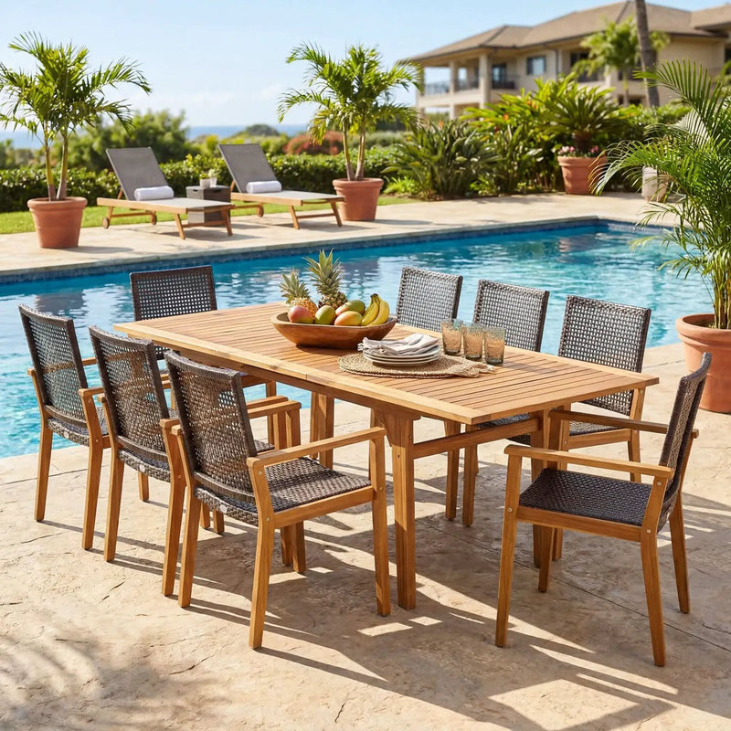 9-Piece Expandable Patio Dining Set for Deck and Garden by DirectDeals