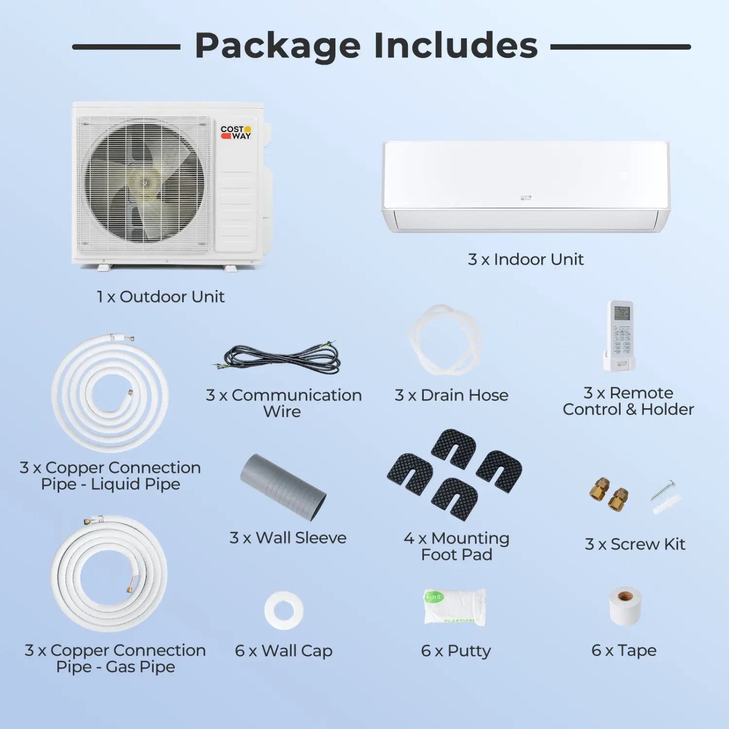 X-Pro 27000 BTU 3 Zone 24 SEER2 Mini Split AC with Heat Pump by DirectDeals