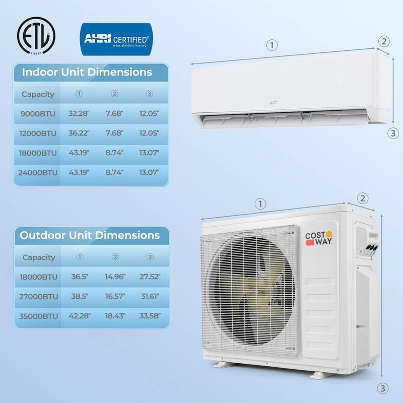 X-Pro 27000 BTU 3 Zone 24 SEER2 Mini Split AC with Heat Pump by DirectDeals
