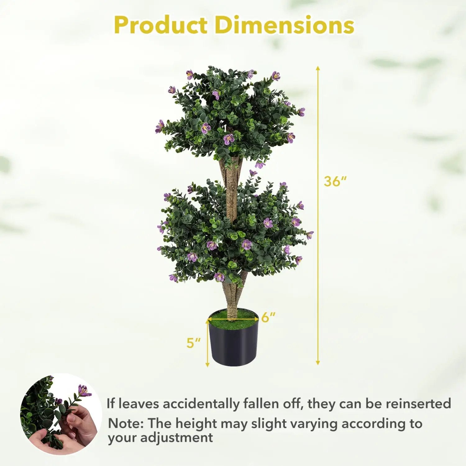 2 Pack 36" Artificial Double Ball Boxwood Topiary Tree with 41 Blossoms by DirectDeals