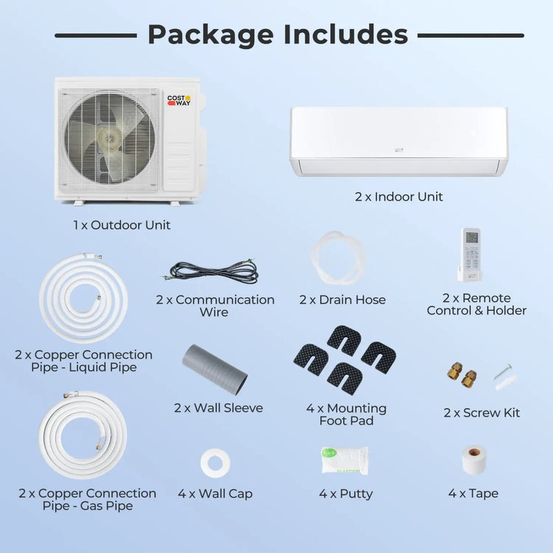 X-Pro 18000 BTU 2 Zone 24 SEER2 Mini Split AC with Heat Pump by DirectDeals