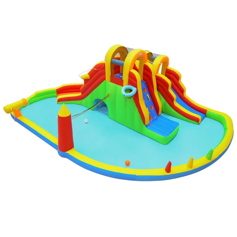 8-in-1 Giant Bounce House with 2 Long Slides and Climbing Walls for Yard Party by DirectDeals