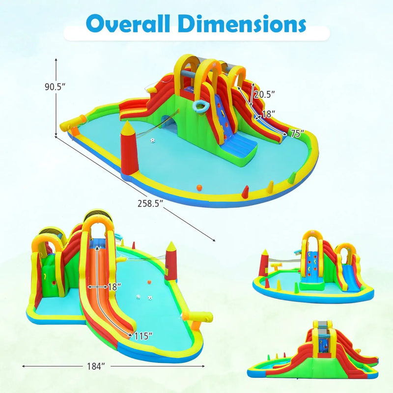 8-in-1 Giant Bounce House with 2 Long Slides for Yard Party with 780W Blower by DirectDeals