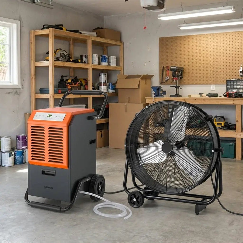 Garage & Warehouse Climate Control Bundle: Dehumidifier + Industrial Drum Fan by DirectDeals